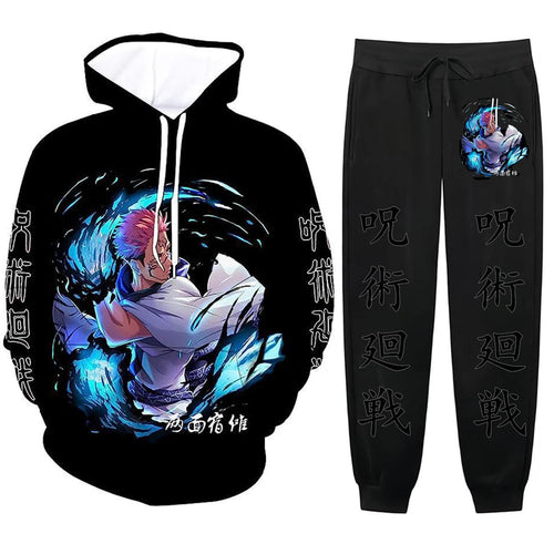 Anime Hoodie And Pant Set for Men Women Novelty 3D Hoodies Sweatshirt 2 Piece Hoodie Sweatpants Set
