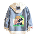 GO2COSY Anime Chainsaw Man Denim Jacket Hoodie Sweatshirt Fleeces Costume Pullover